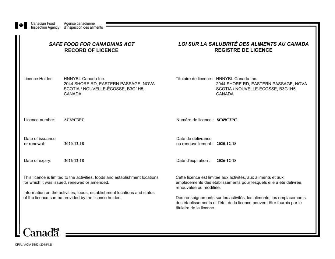 Canadian Food Inspection Agency Registration